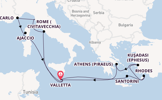 Mediterranean Sea from Valletta, Malta with the Azura