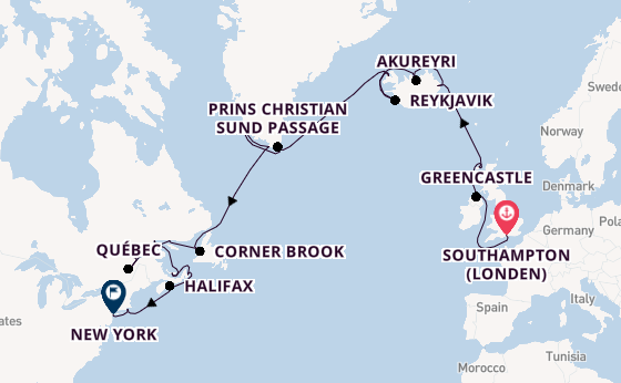 trans-Atlantisch vanaf Southampton (Londen), Engeland met de EXPLORA III