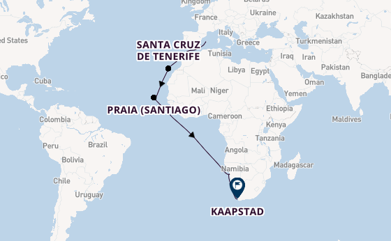 Zuidelijk Afrika vanaf Palma de Mallorca, Mallorca, Spanje met AIDAblu
