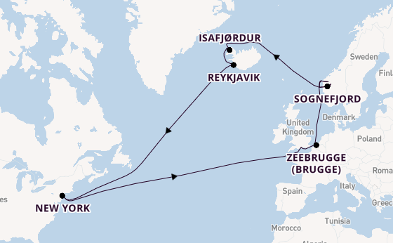 trans-Atlantisch vanaf Southampton (Londen), Engeland met de Queen Mary 2