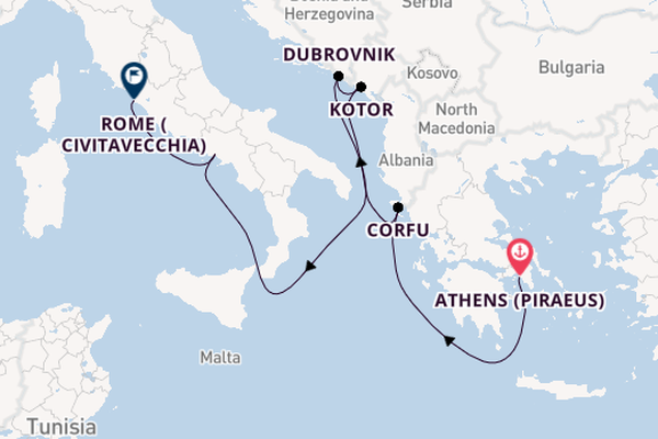 Mediterranean Sea from Athens (Piraeus), Greece with the Nieuw Statendam