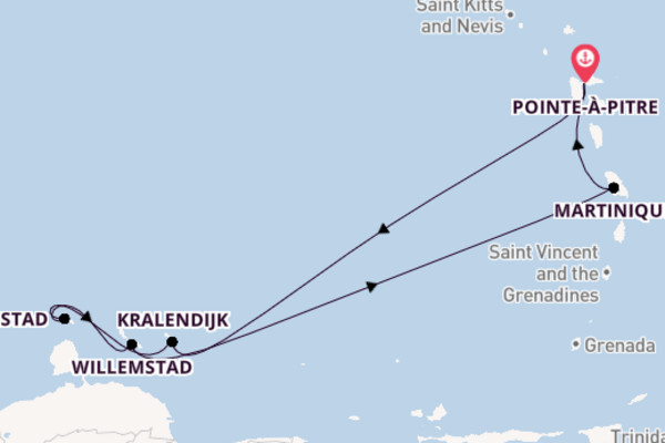 Southern Caribbean From Pointe-à-Pitre with the Costa Fortuna
