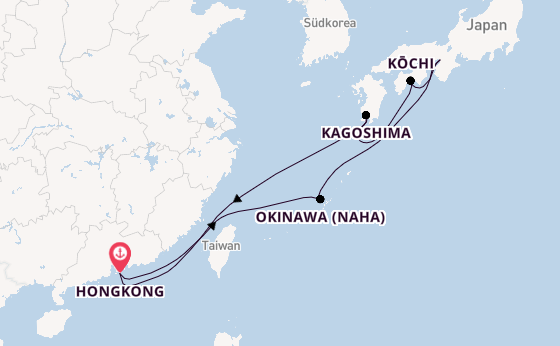 Japan ab Hongkong, China auf der Spectrum of the Seas