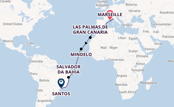 Transatlantic from Marseille, France with the Costa Diadema