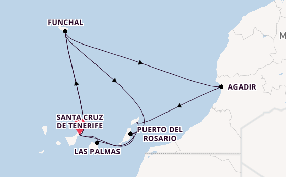 Canary Islands from Santa Cruz de Tenerife, Spain with the Azura