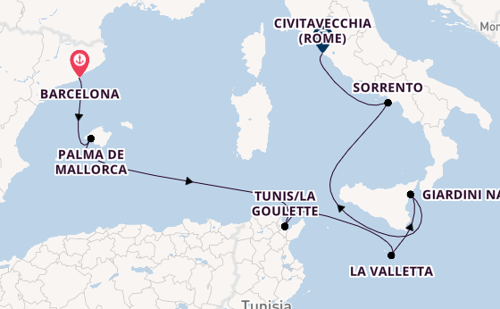 Westelijke Middellandse Zee vanaf Barcelona, Spanje met de EXPLORA I