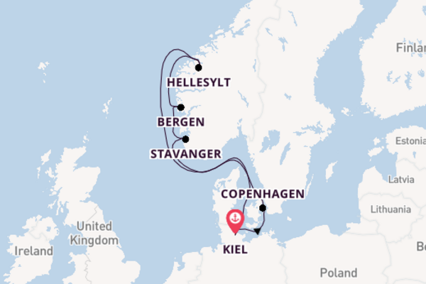 Norway from Kiel, Germany with the Costa Diadema