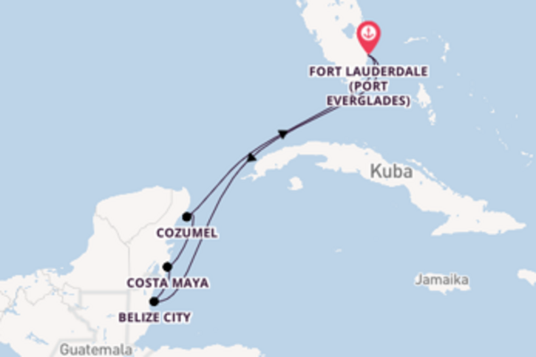 In 7 Tagen nach Fort Lauderdale (Port Everglades) über Belize City