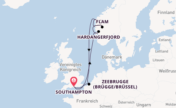 Norwegen ab Southampton, Großbritannien auf der Arvia