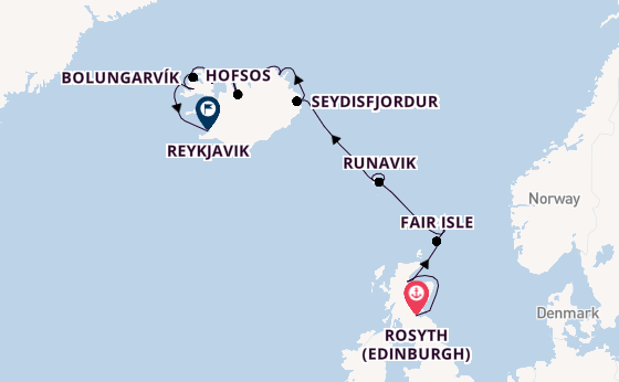 Arctic Ocean from Rosyth (Edinburgh), Scotland with the Silver Wind