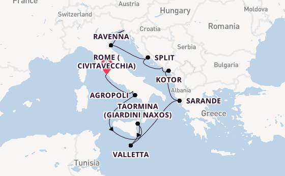 Mediterranean Sea from Rome (Civitavecchia), Italy with the Silver Spirit