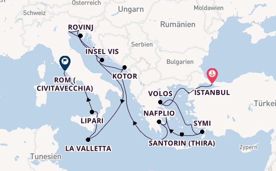 Mittelmeer ab Istanbul, Türkei auf der Seabourn Ovation