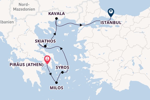 Östliches Mittelmeer ab Piräus (Athen), Griechenland auf der EUROPA 2