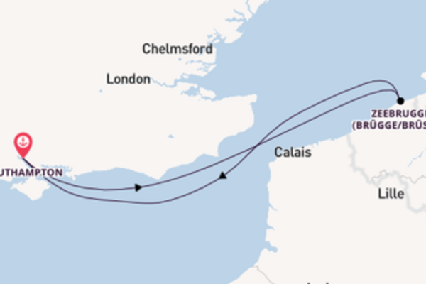 Einzigartige Kreuzfahrt über Zeebrugge (Brügge/Brüssel) nach Southampton