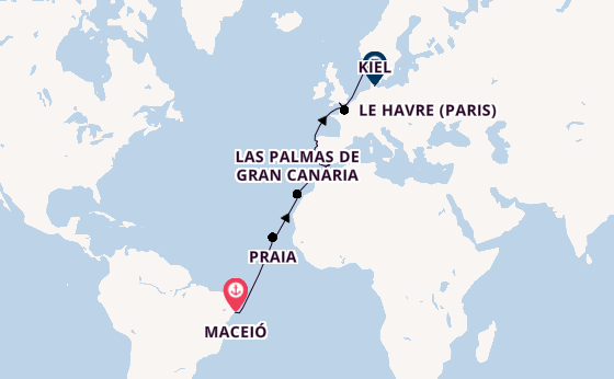 Transatlantic from Maceió, Brazil with the Costa Diadema