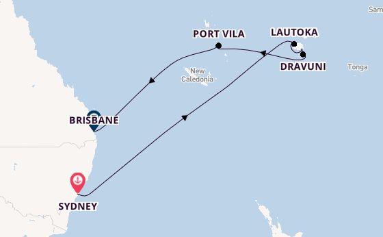 Zuidelijke Stille Oceaan vanaf Sydney, Australië met de Grand Princess