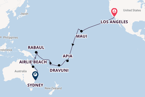 Transpacific from Los Angeles, California, USA with the Coral Princess