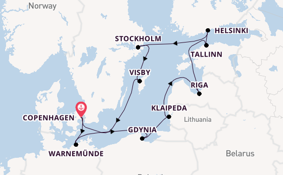 Baltic Sea from Copenhagen, Denmark with the MSC Magnifica