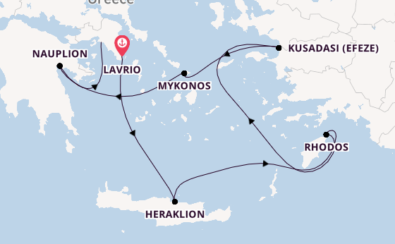 Oostelijke Middellandse Zee vanaf Lavrio, Griekenland met de Silver Nova