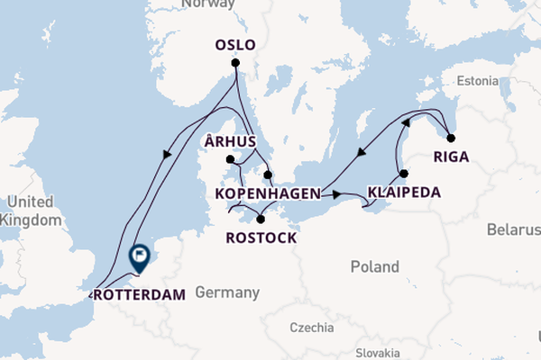 Engeland vanaf Amsterdam, Nederland met de Nieuw Statendam
