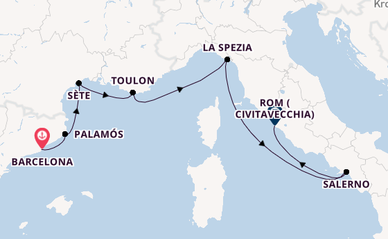 Westliches Mittelmeer ab Barcelona, Spanien auf der Seven Seas Voyager