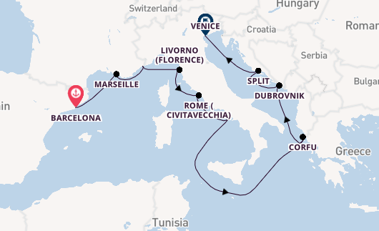 Mediterranean Sea from Barcelona, Spain with the Viking Star
