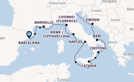 Western Mediterranean from Chioggia, Italy with the Viking Sky
