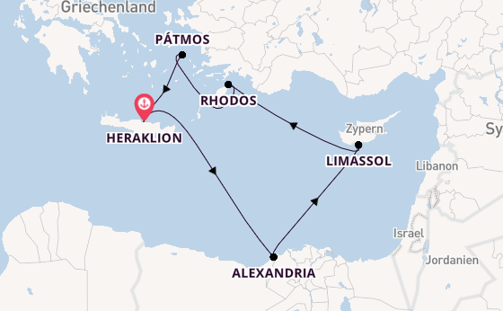 Östliches Mittelmeer ab Heraklion, Griechenland auf der Mein Schiff 5