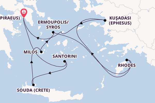 Eastern Mediterranean from Athens (Piraeus), Greece with the Silver Nova