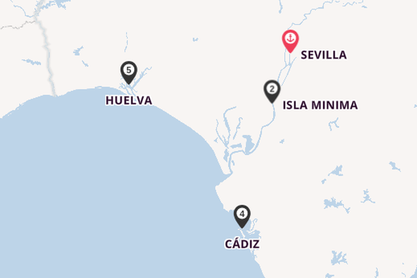 Andalusien ab Sevilla, Spanien auf der MS La Belle de Cadix
