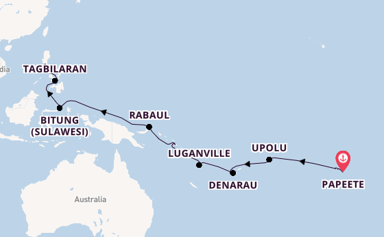 Polynesië vanaf Papeete, Frans-Polynesië met de VASCO DA GAMA