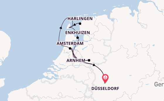 Rijn vanaf Düsseldorf, Duitsland met de VIVA TIARA