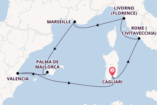 Mediterranean from Cagliari with the MSC Lirica