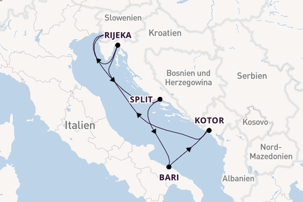 Mittelmeer ab Triest, Italien auf der Mein Schiff 4