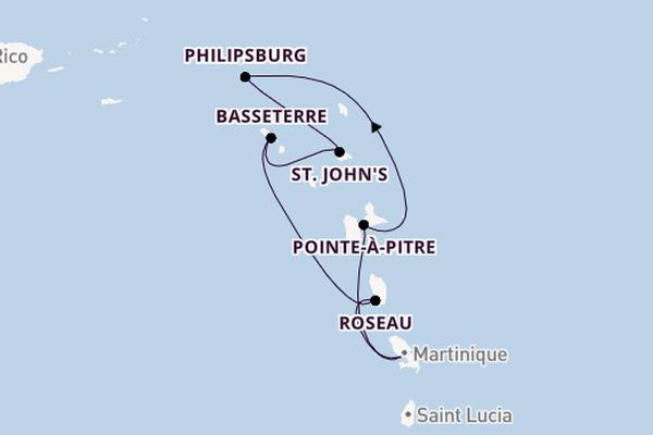 Zuidelijke Caraïben vanaf Fort de France, Martinique met de MSC World Asia