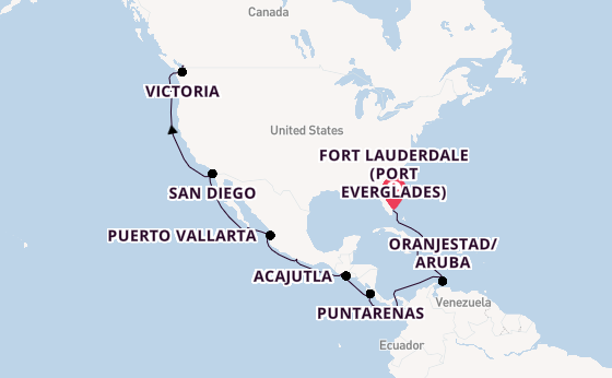 Mexican Riviera from Fort Lauderdale (Port Everglades), Florida, USA with the Nieuw Amsterdam