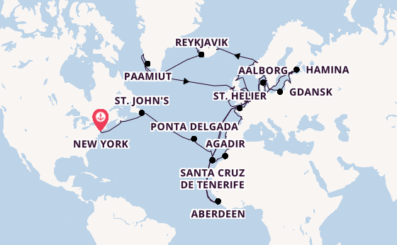 Transatlantic from New York, USA with the Seven Seas Mariner