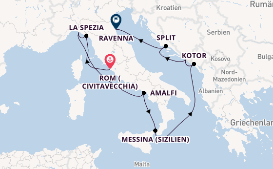 Mittelmeer ab Civitavecchia (Rom), Italien auf der Celebrity Constellation