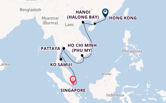 Southeast Asia from Singapore, Singapore with the Noordam