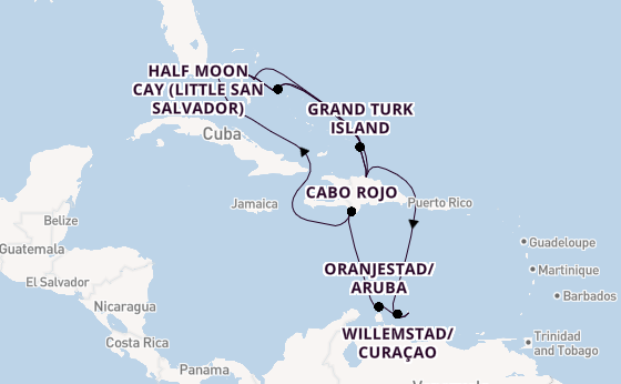 Caribbean from Miami, Florida, USA with the Zuiderdam