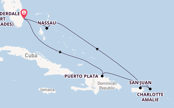 Caribbean from Fort Lauderdale (Port Everglades), Florida, USA with the Celebrity Beyond