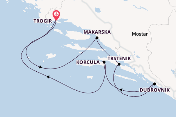 Kroatië vanaf Trogir, Kroatië met de PRINCESS