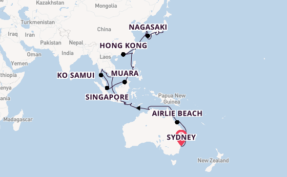South East Asia from Sydney, Australia with the Riviera