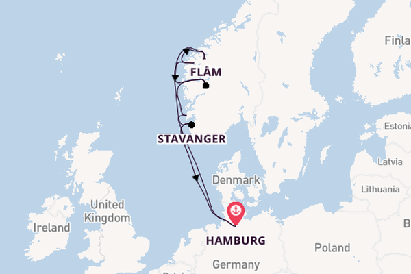 Noorwegen vanaf Hamburg, Duitsland met de Costa Favolosa