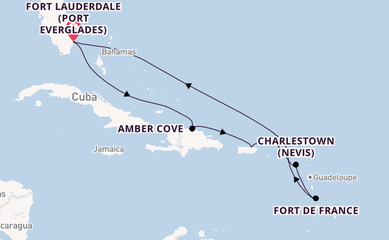 Caribbean from Fort Lauderdale (Port Everglades), Florida, USA with the Enchanted Princess