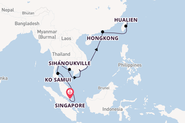 Zuidoost-Azië vanaf Singapore, Singapore met de Regatta