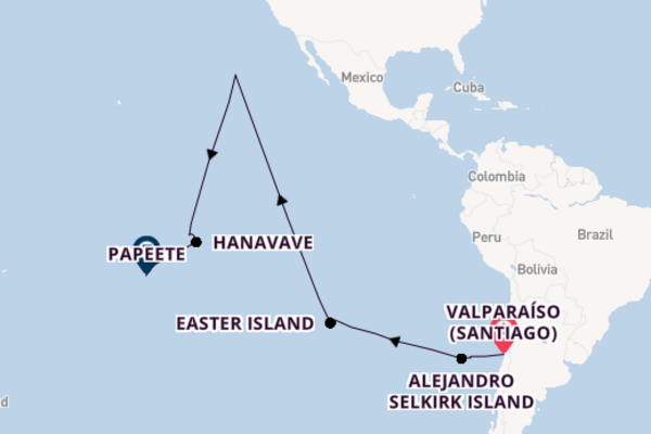 24 day trip on board the Silver Cloud from Valparaíso (Santiago)