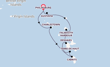 Zuidelijke Caraïben vanaf Philipsburg, St. Maarten, Nederlandse Antillen met de Star Flyer