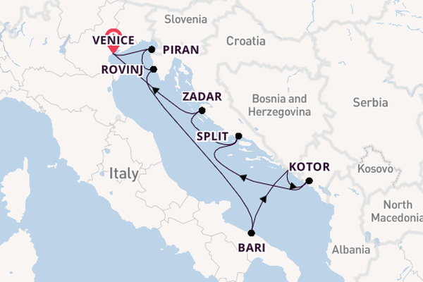 Mediterranean Sea from Venice, Italy with the Silver Spirit