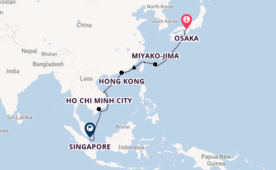 Southeast Asia from Osaka, Japan with the Seabourn Encore